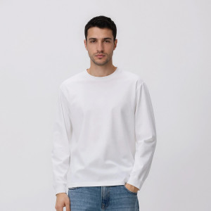 Longsleeve z bawełną - XL - biały - męska - Reserved - 949HL-00X