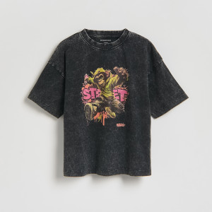 T-shirt z nadrukiem - 146 (10 lat) - czarny - chłopcy - Reserved - 949HR-99X