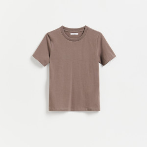 T-shirt regular - M - brązowy - damska - Reserved - 951ED-88X
