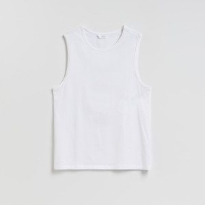 Tank top z bawełny merceryzowanej - XL - biały - męska - Reserved - 952HL-00X
