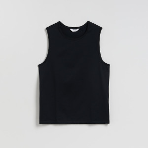 Tank top z bawełny merceryzowanej - M - czarny - męska - Reserved - 952HL-99X