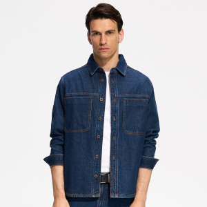Jeansowa koszula regular fit - M - granatowy - męska - Reserved - 955KH-59J