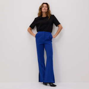 Spodnie z rozcięciami long leg - XS - niebieski - damska - Reserved - 956HF-57X