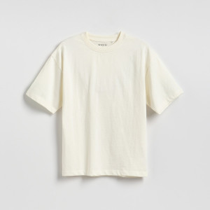 Bawełniany t-shirt - 122 (6-7 lat) - złamana biel - chłopcy - Reserved - 956IX-01X