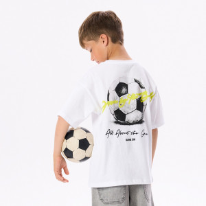 Bawełniany t-shirt z nadrukiem - 146/152 (10-11 lat) - biały - chłopcy - Reserved - 959HR-00X
