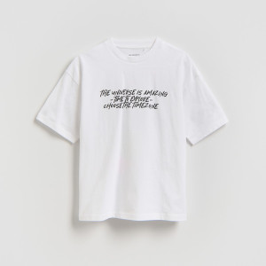 Bawełniany t-shirt - 122 (6-7 lat) - złamana biel - chłopcy - Reserved - 963IS-01X