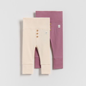 Bawełniane legginsy 2 pack - 68 (3-6 m.) - jasnofioletowy - dziewczynki - Reserved - 965CJ-34X