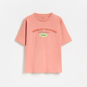 T-shirt z nadrukiem - 116 (5-6 lat) - pastelowy róż - chłopcy - Reserved - 967IS-03X