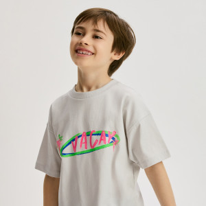 T-shirt z nadrukiem - 134 (8 lat) - jasnoszary - chłopcy - Reserved - 969IS-09X