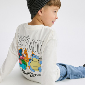 Longsleeve Pokémon - 164 (13 lat) - złamana biel - chłopcy - Reserved - 970CB-01X