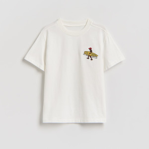 Bawełniany t-shirt z nadrukiem - 116 (5-6 lat) - biały - chłopcy - Reserved - 975HR-00X