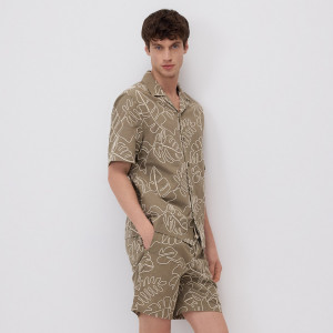 Szorty regular fit - L - oliwkowy - męska - Reserved - 9769N-81X