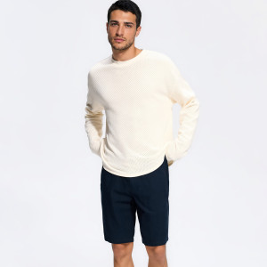 Szorty jogger z lnem - L - granatowy - męska - Reserved - 9772N-59X
