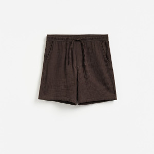 Muślinowe szorty jogger - L - brązowy - męska - Reserved - 9780N-98X