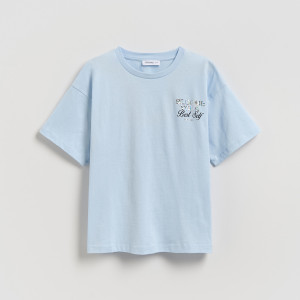T-shirt z nadrukiem na plecach - 116 (5-6 lat) - jasnoniebieski - dziewczynki - Reserved - 978HT-05X