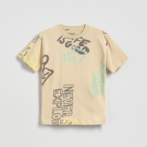 Bawełniany t-shirt - 158 (12 lat) - beżowy - chłopcy - Reserved - 978IS-08X