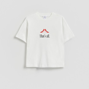 Bawełniany t-shirt - XL - biały - damska - Reserved - 978KK-00X