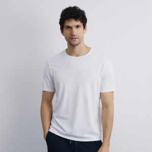 T-shirt regular z merceryzowaną bawełną - S - biały - męska - Reserved - 980IR-00X