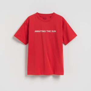 Bawełniany t-shirt - 152 (11 lat) - czerwony - chłopcy - Reserved - 981IS-33X