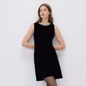 Sukienka mini z ozdobnymi detalami - XL - czarny - damska - Reserved - 982GA-99X