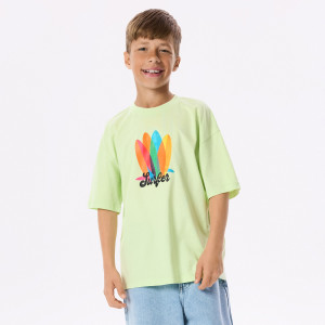Bawełniany t-shirt z nadrukiem - 116 (5-6 lat) - jasnozielony - chłopcy - Reserved - 985IS-07X