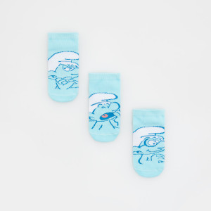 Skarpetki 3 pack Smerfy - 19/21 - jasnoniebieski - chłopcy - Reserved - 9863T-50X