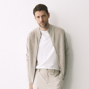 Rozpinany sweter z wełną - XL - beżowy - męska - Reserved - 986IR-08M