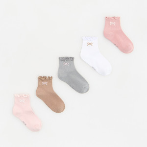Skarpetki z haftem 5 pack - 19/21 - wielobarwny - dziewczynki - Reserved - 986KN-MLC