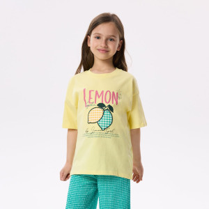 T-shirt z nadrukiem - 116 (5-6 lat) - jasnożółty - dziewczynki - Reserved - 992HT-10X