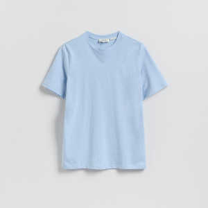 T-shirt regular fit z lnem - S - jasnoniebieski - męska - Reserved - 993IR-05X