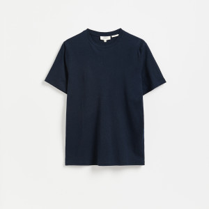 T-shirt regular fit z lnem - XL - granatowy - męska - Reserved - 993IR-59X