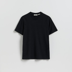 T-shirt regular fit z lnem - S - czarny - męska - Reserved - 993IR-99X