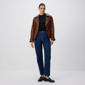 Jeansy straight z wysokim stanem - 38 - indigo jeans - damska - Reserved - 994EG-57J
