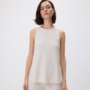 Strukturalny top - XL - złamana biel - damska - Reserved - 9970B-01X