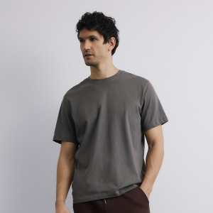 T-shirt regular z bawełny - M - szary - męska - Reserved - 999HL-85X