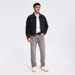 Jeansy straight z efektem sprania - 31/32 - jasnoszary - męska - Reserved - 999KH-09J