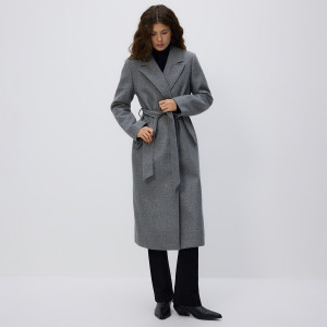 Płaszcz z wiązaniem - XXL - ciemnoszary - damska - Reserved - TS889-90M