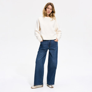 Jeansy wide leg comfort - 32 - granatowy - damska - Reserved - TV739-95J
