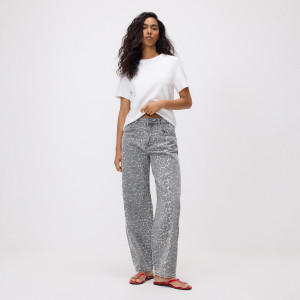 Jeansy barrel leg w panterkę - 34 - wielobarwny - damska - Reserved - UL655-MLC