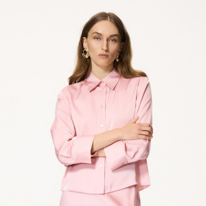 Koszula z połyskującej tkaniny - M - pastelowy róż - damska - Reserved - VA883-03X