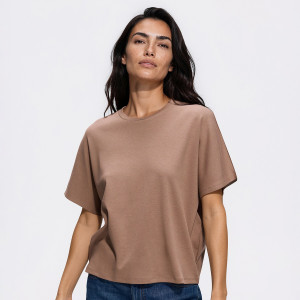 T-shirt oversize - L - brązowy - damska - Reserved - VI105-84X