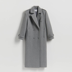 Dwurzędowy płaszcz z wełną - XL - szary - damska - Reserved - VZ731-85M