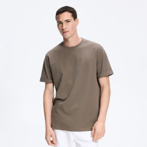 Strukturalny t-shirt comfort fit - M - zielony - męska - Reserved - WC995-87X