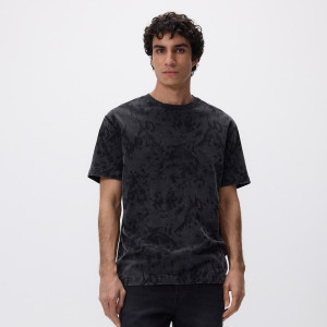 T-shirt comfort z nadrukiem - M - czarny - męska - Reserved - WD035-99X