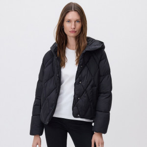 Pikowana kurtka z kapturem - XL - czarny - damska - Reserved - WM901-99X
