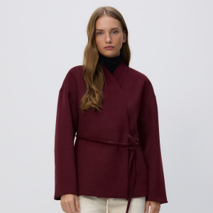 Kurtka z wełną - XL - burgundowy - damska - Reserved - WM902-53X