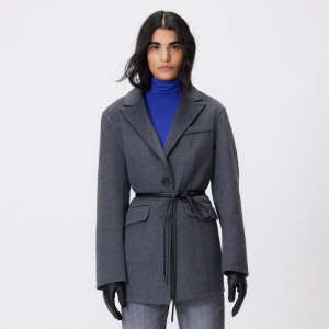 Marynarka oversize z wełną - XL - ciemnoszary - damska - Reserved - WM907-90M