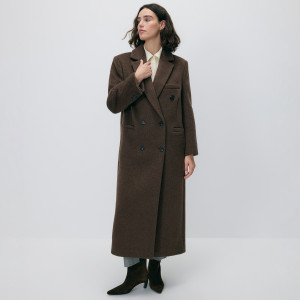 Płaszcz oversize z wełną - M - brązowy - damska - Reserved - WM912-98M