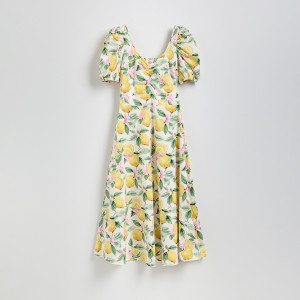 Wzorzysta sukienka midi - XS - inny - damska - Reserved - WP836-ML1
