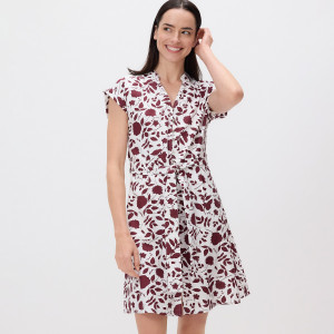 Wzorzysta sukienka mini - XS - bordowy - damska - Reserved - WP898-83X